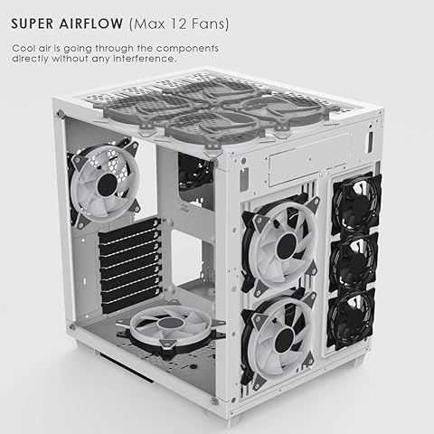 Anidees AI Crystal Cube AR V3 EATX/ATX PC Gaming Caja con dos cámaras de vidrio templado con 5 ventiladores RGB PWM / 2 tiras LED – Blanco AI-CL-Cube-W-AR3