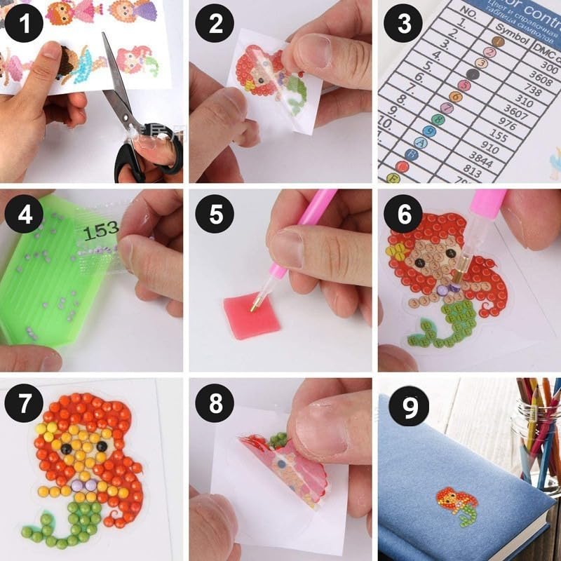 Kit Adesivos De Pintura Com Diamantes Para Crianças Infantil