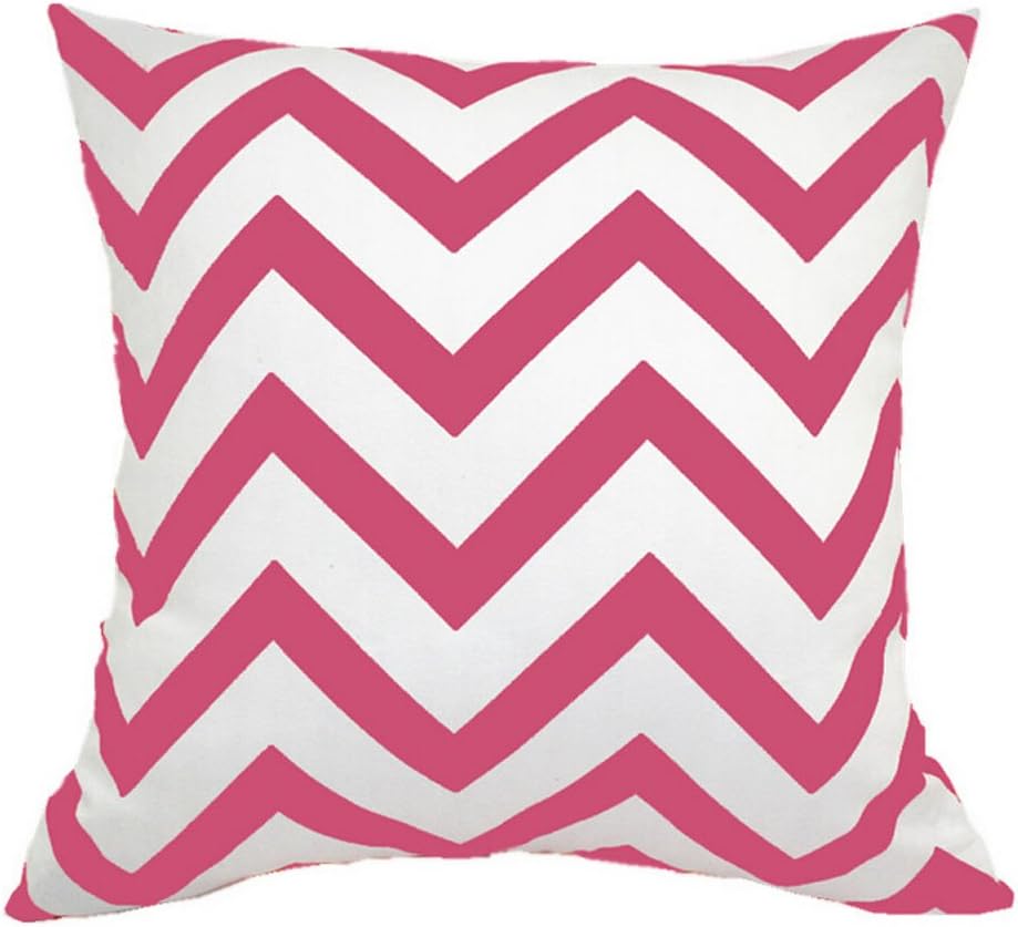 JWstyle1000 2pcs 18" X 18" Square Chevron Stripe Throw Pillow Cover Cushion Case Home Decoration Hot Pink