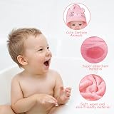 Aolso Hooded Baby Towel 80x80cm 2 PCS White Pink Absorbent Coral Fleece view 5