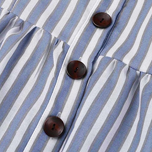 Party Long Dress,Clearance! AgrinTol Womens Holiday Striped Ladies Summer Beach Buttons Dress (3XL, Blue) - Thumbnail 7