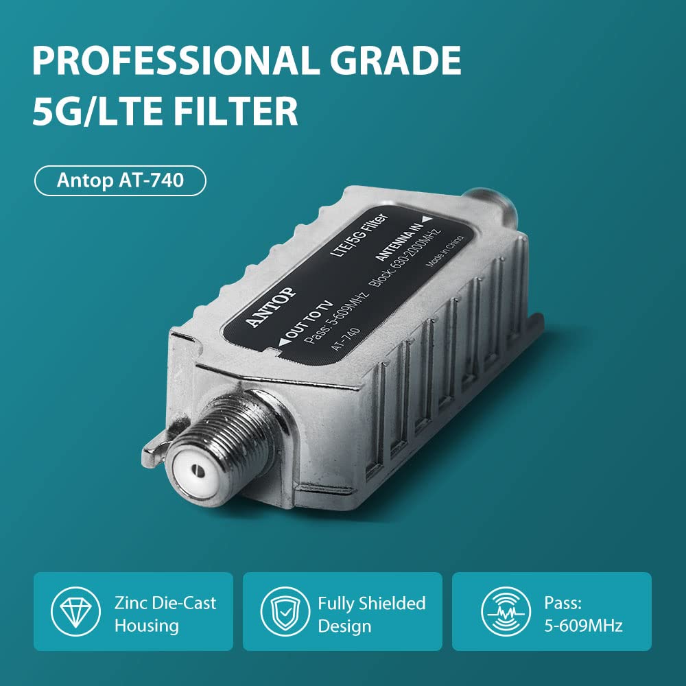 ANTOP LTE Filter for TV Antenna,5G LTE Filter to Reduce Interference for Purifier Signal,AT-740