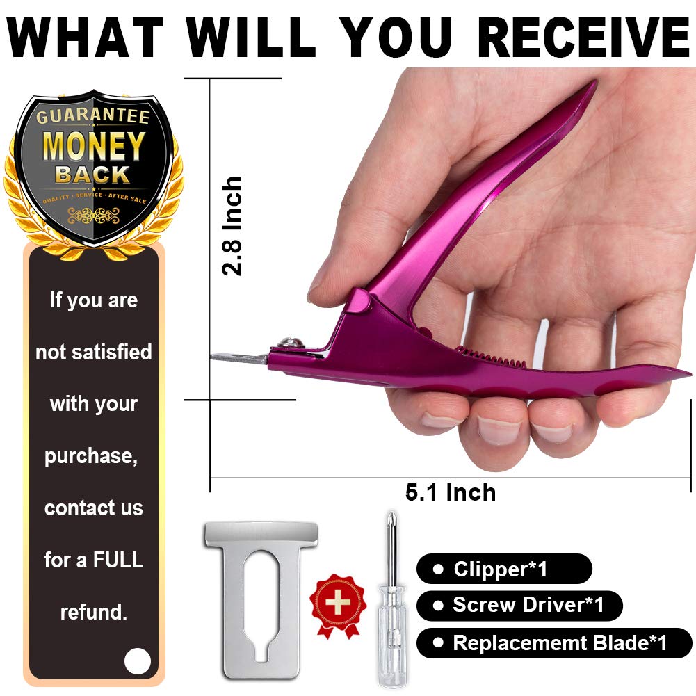 Elegant Violet Red Premium Adjustable Stainless Steel Artificial Acrylic Fake False Nail Tip Clipper Cutter Trimmer Manicure Pedicure Sharp Blade Clip Tool For Salon Home Nail Art Beauty Design DIY: Beauty