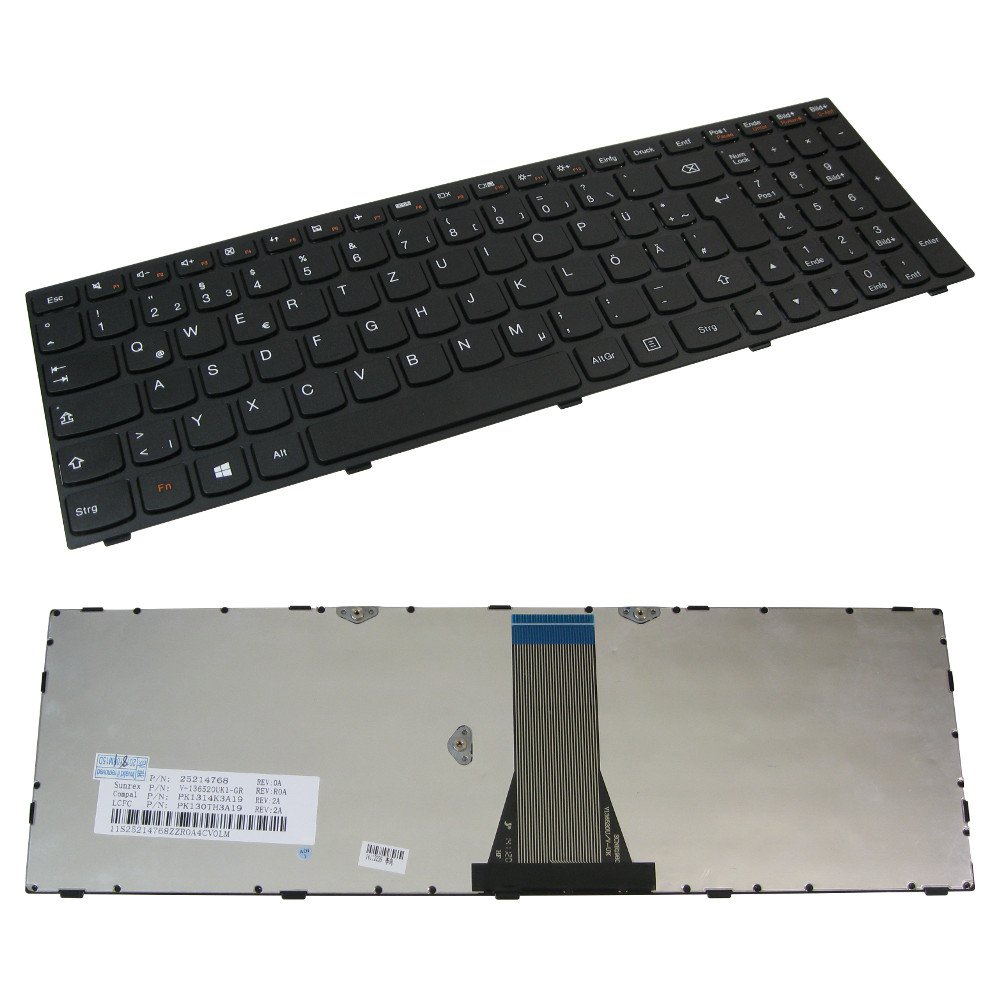 Original QWERTZ Laptop Keyboard German with Black Frame Compatible with Lenovo Ideapad PK131BJ2A05 PK131BJ2A19 PK131K42A00 R0A T6G1 T6G1-PO T6G1-SPA T6G1B-GE TEC6 (German Keyboard Layout)
