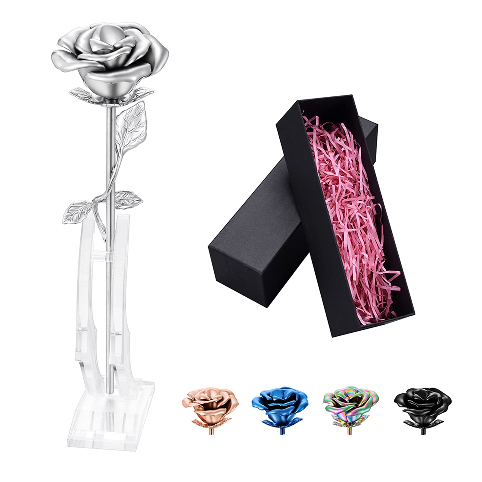 abooxiu Rose Flower Urn for Ashes Small Keepsake Urn Stainless Steel Mini Cremation Urn Memorial Urn for Sharing Human Pet Ashes-Silver