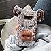 Omio for Samsung Galaxy S10 Plus Case Cartoon Cute Pig Fur Soft Handmade Fluffy Furry Stylish 3D Plush Case Cover Warm Big Ear Nose Bling Crystal Rhinestone Bowknot Ultra Thin Case for Galaxy S10 Plus