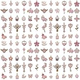 Youdiyla 60pcs Alloy enamel pink series fixed set Pendant Jewelry Making DIY Keychain Earrings Pendant Various Design Charms for Jewelry Making Bracelets Necklace (HK549)