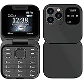 SoirFanTlio I16 Pro Mini Flip Phone, 1.77 Inch HD Display, Dual SIM 2G GSM, Foldable Design with Big Buttons, FM Radio, 32MB RAM, Multiple Colors Available, for Seniors （Black）