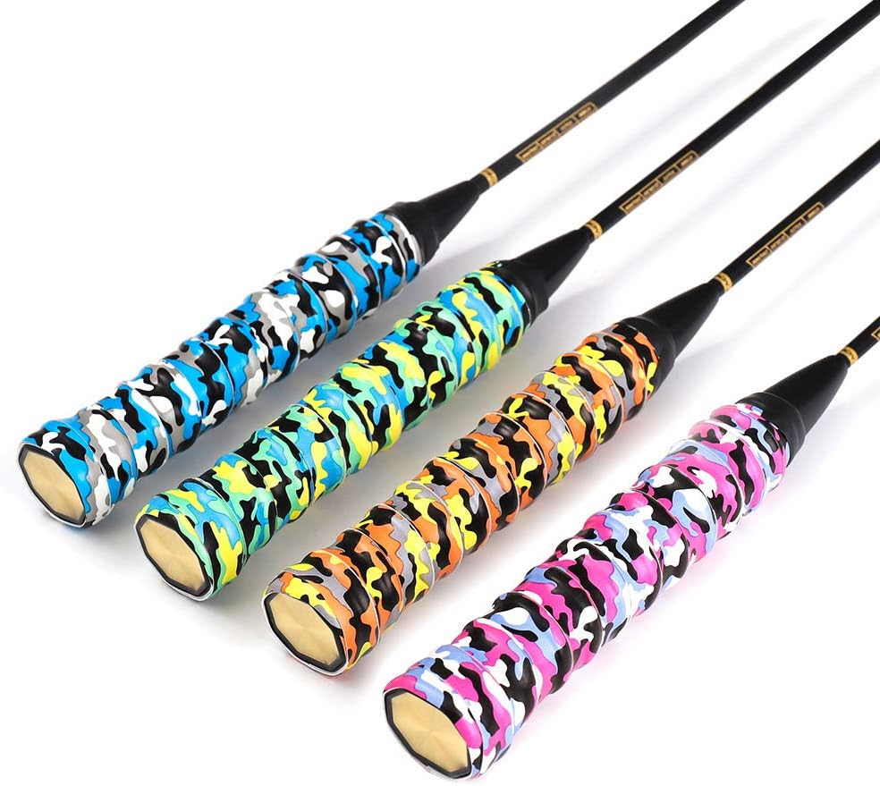 AhlsenL 4 Pack PU Badminton Racket Grip Non-Slip Tennis Grip Unique Color Pattern Overgrip Tape Suitable for Tennis overgrip Squash Racquet Pickleball Baseball Badminton Bicycle Fishing