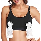 Lupantte Hands Free Pumping Bra, Comfortable Breast Pump Bra with Pads, Adjustable Nursing Bra for Pumping .Fit Most Breast Pumps Like Spectra, Lansinoh, Philips Avent etc. (Black, XX-Large)