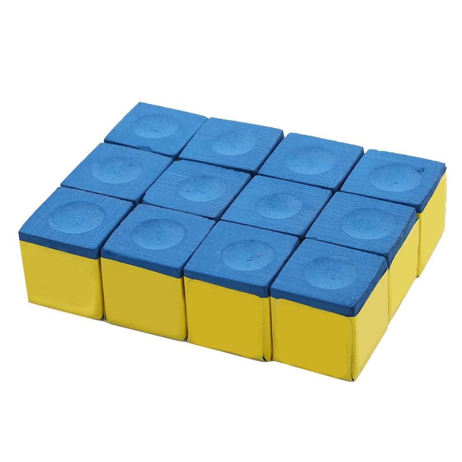 1Box 12pcs Pool Cue Cubes No-Slip Cue Tip Chalk Billiard Pool Cue Chalk for Snooker Pool for Billiard Snooker Pool(blue)