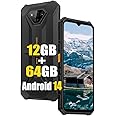 Ulefone Armor X13 Android 14 Rugged Smartphone Unlocked, MTK Helio G36 12GB+64GB Cell Phone, 50MP+24MP Night Vision Camera, 6.52" HD+, 6300mAh, Dual SIM 4G Rugged Phone, NFC/OTG/GPS/FM, Black