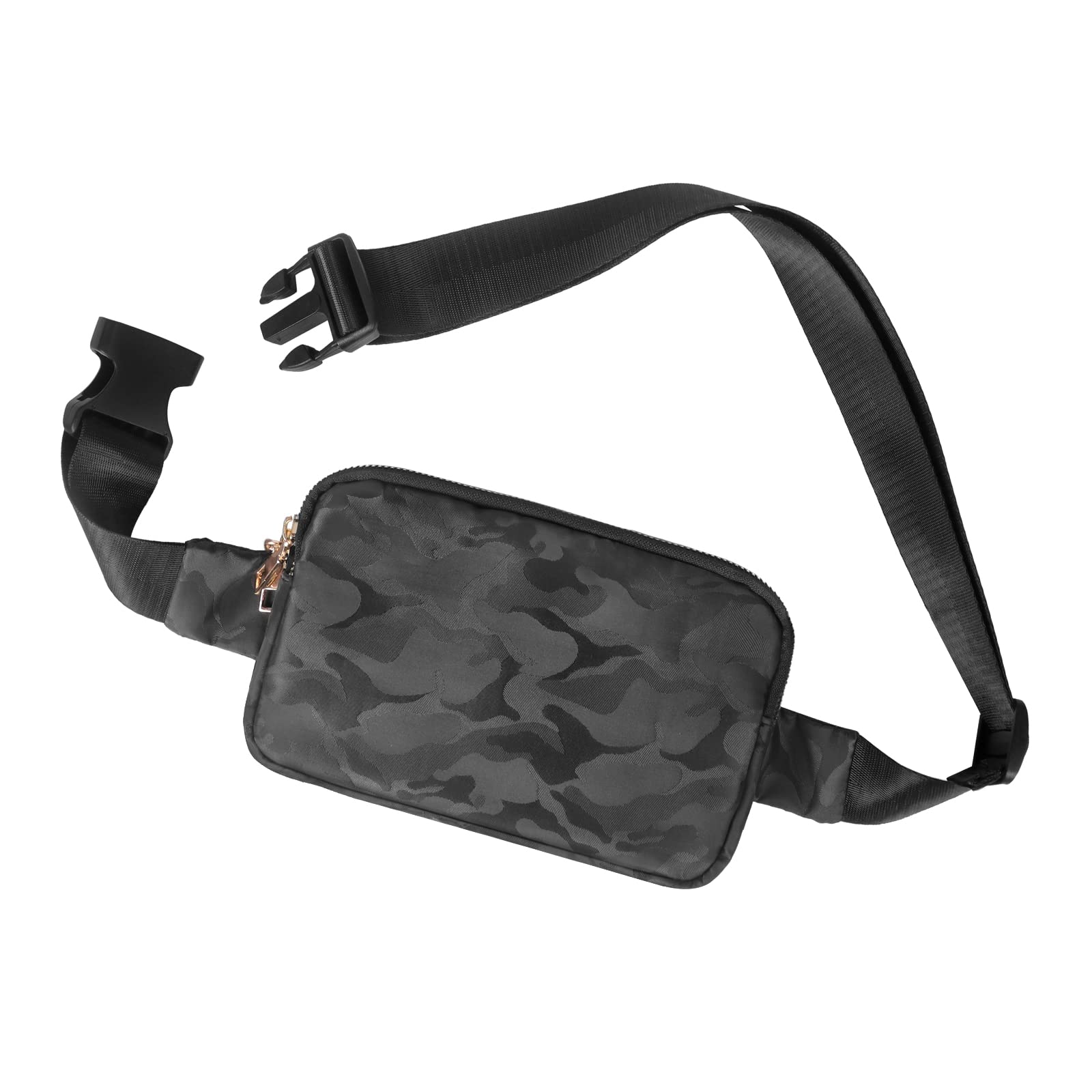 Geestock Bumbag for Ladies, Fanny Pack with Adjustable Straps & 2 Zipper Pockets for Women Men, Crossbody Fashion Waist Belt Bag for Hiking Running Festivals Walking Travel Cycling (Black Camo) — image 1