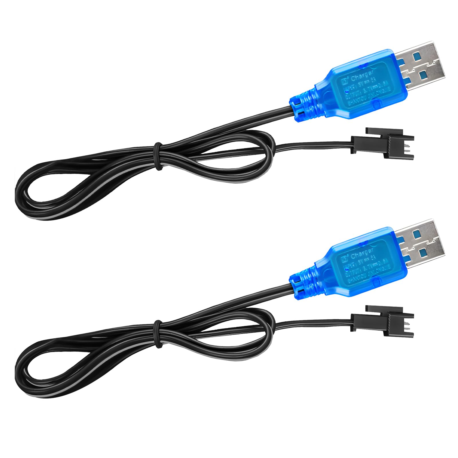 Tosiicop 3.7V Lipo Battery Charger - SM-2P Cable RC Toy Remote Control Car Vehicle Rechargeable Li-ion Batteries Chargers USB for Bunch Bubble Gun Stunt Truck Boat 2 Pack