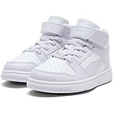 PUMA Rebound Layup Mid Hook and Loop Sneaker, White-Lilac Frost, 10.5 US Unisex Little Kid