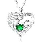 FANCIME Mom Birthstone Necklace Mother and Child Love Heart Necklace I Love You Mom Gifts Mothers Day Birthstone Jewelry Gifts for Grandmother Women Wife, 16"+2" Inches