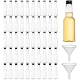 Cedilis 50 Pack 3.4oz(100ml) Mini Liquor Bottles With Funnels, Airtight Plastic Spirit Container With Black Cap, Clear Shot M