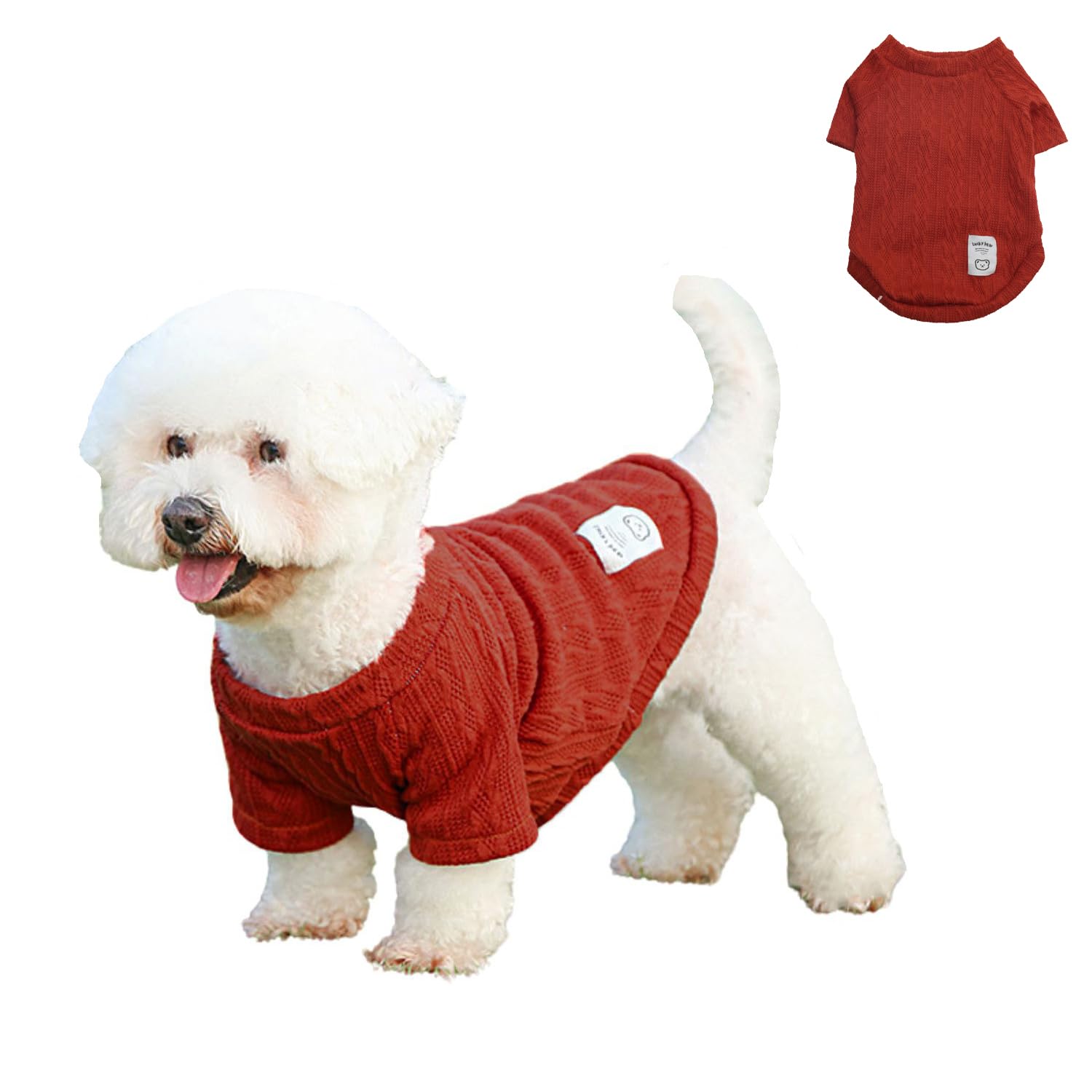 Small Dog Jumper,Dog Autumn/Winter Sweater Pet Knitted Pullover Vest,Cold Weather Pet Warm Clothes Outfits Coat for Cat Puppy Small Medium Dog_S(Red)
