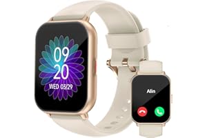 RUIMEN Smart Watches for Women Men (Answer/Make Calls, 2 Bands Included), 1.8" Smartwatch for iOS/Android Phones, Fitness Tracker Heart Rate/Sleep Monitor Digital Watch Waterproof Milky White