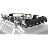 XCAR Roof Rack Carrier Basket Rooftop Cargo Carrier with Extension Black Car Top Luggage Holder 64"x 39"x 6" Universal for SU