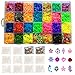 Kiserena Loom Band Refill Kit - Includes 7000 Rainbow Rubber Bands in 28 Different Colors, 350 S Clips, 12 Charms, 100 Beads and Mega Organizer Case - Perfect Birthday Gift for Kids