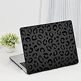 Leopard Case for MacBook Air 15 inch 2025 2024 2023 M4 M3 M2 A3241 A3114 A2941, Cute Cheetah Animal Print Plastic Hardshell & Keyboard Cover for Mac Air 15 inch Laptop Case, Matte Black Leopard Print