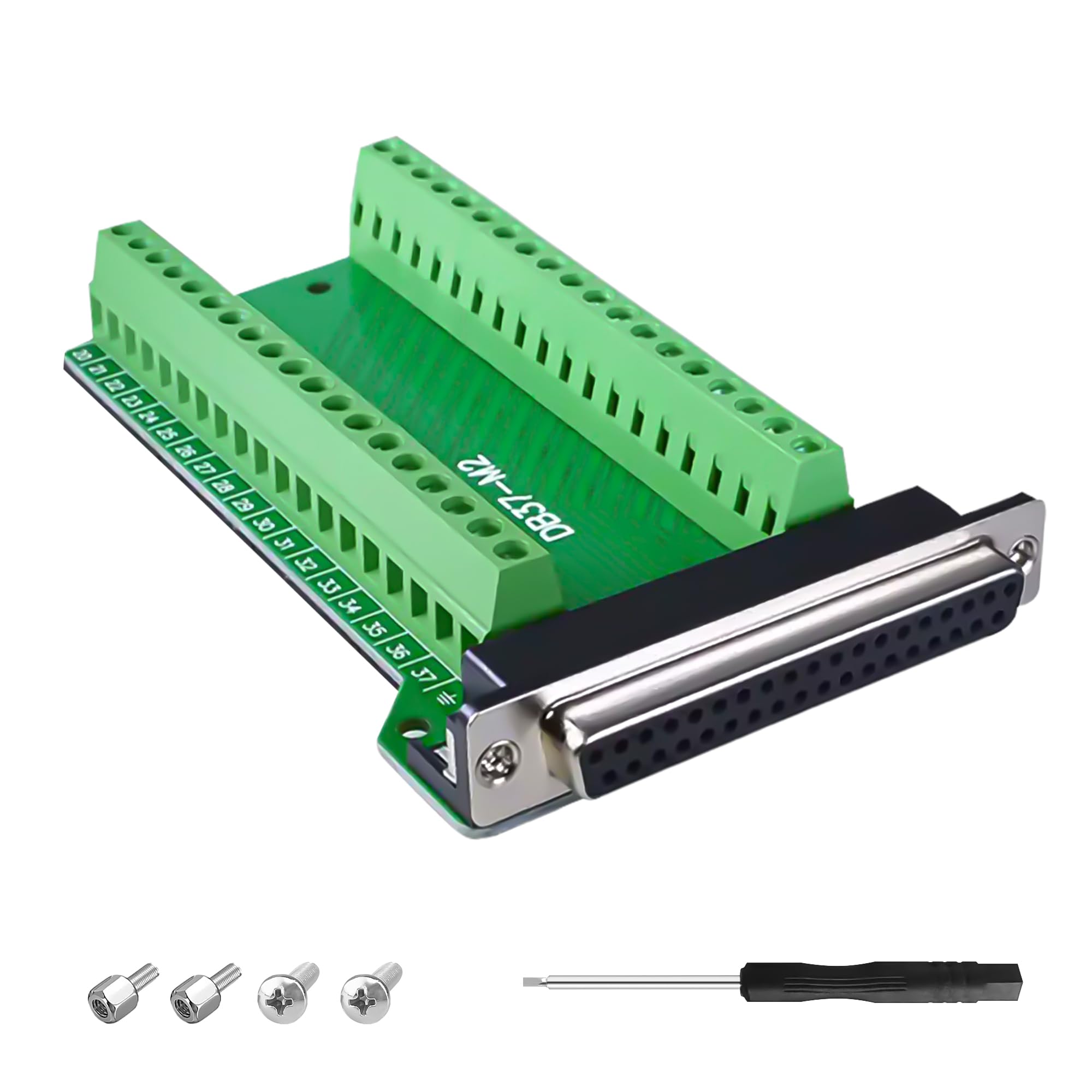 YIMATEECO DB37 Breakout Board, DB37 Female Adapter D-USB Serial to 37Pin Solderless Terminal Block Board Converter Connector Terminal Module with Insulating Pad (DB37 Female, 1Pack)