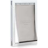 PetSafe Freedom Aluminum Dog &amp; Cat Door, Pets up to 100 lbs, Large, White | Solid Aluminum Frame with Reinforced Corners, Flap Opening 10.25" W x 16.25" H, Fits Doors 3/8-2 in Thick
