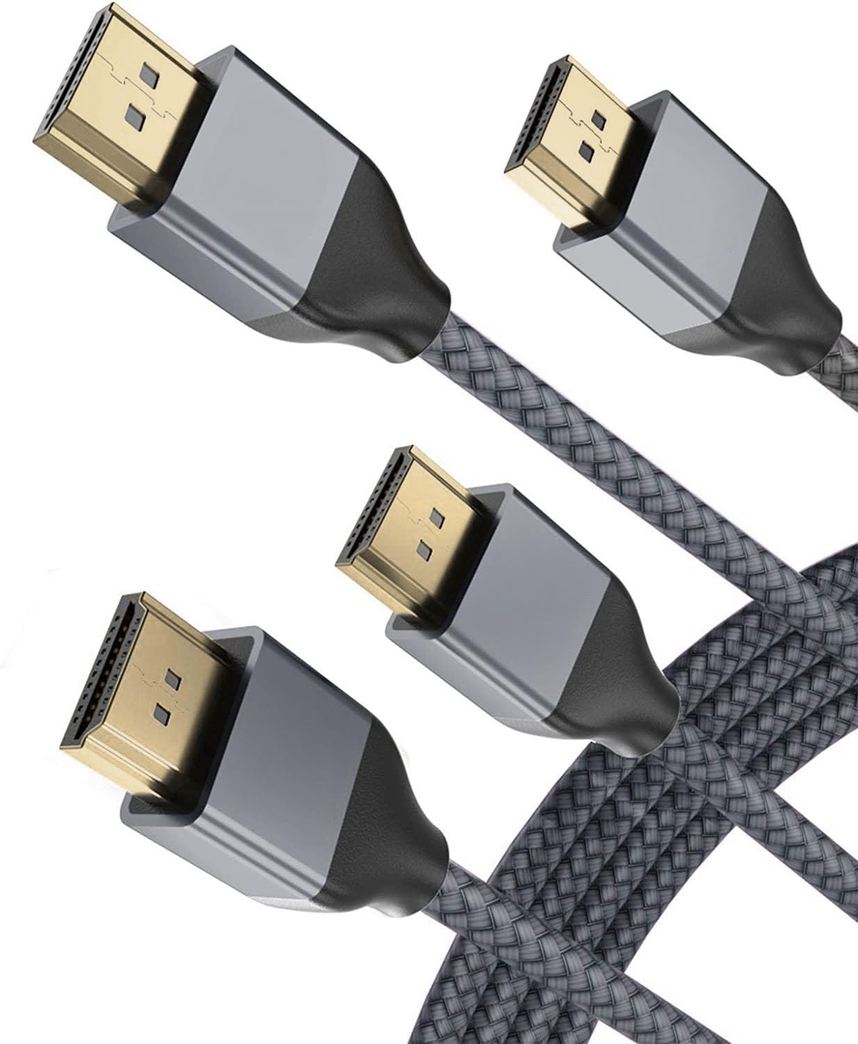 BASESAILOR 8K 60Hz HDMI Cable 3M/2Pack,Long 48Gbps 7680P Ultra High Speed HDMI 2.1 Cord for Apple TV,Roku,Samsung QLED,2.0,Sony Playstation,PS5,Xbox Series X/S,eARC HDCP 2.2 2.3,4K 120Hz 144Hz