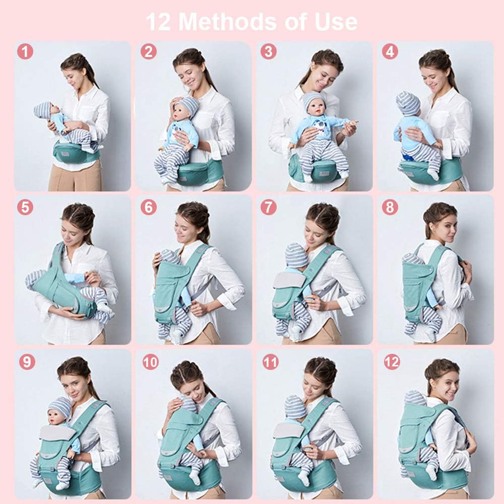 Skymarketing Ro Porte Bebes Bebe Puericulture Vert Gblife Porte Bebe Ventraux Ergonomique Avec Siege A Hanche Poches En Coton Leger Et Respirant 4 En 1 Multiposition Pour Nouveau Ne Bebe 0 36 Mois 3 5 kg