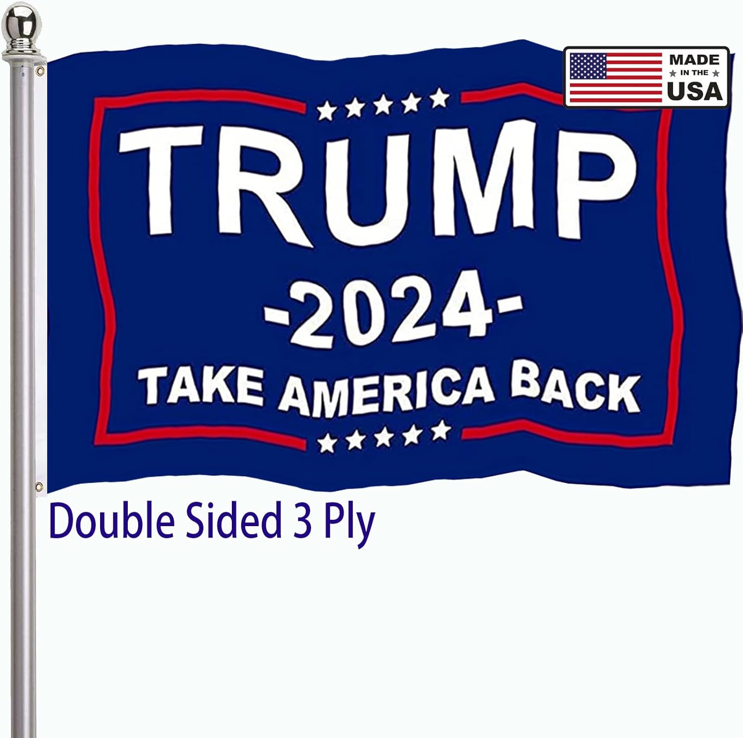Flags - Trump 2024 Flag 3x5 Outdoor Double Sided 3 Ply-Donald Trump Take America Back Flags Vivid Color Clear Pattern Reinforcement Sewing Durable Polyester