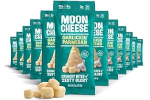Moon Cheese Garlickin' Parmesan Cheese Bites, 1 Ounce, 12-Pack, Crunchy, Protein Rich Cheese Snack, 100% Real Cheese
