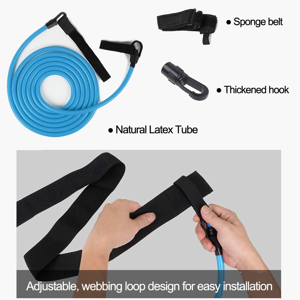 FOOING 4M Swim Training Belts, Swim Training Leash, Swim Tether Stationary Swimming, Swim Harness Static Swimming Belt, Swim Bungee Cords Resistance Bands (Blue, 4) : Sports & Outdoors