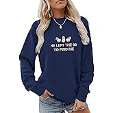 BINTEHGS Christian Embroidered Sweatshirts for Women He Left The 99 To Find Me sweatshirt Jesus Faith Crewneck Pullover Tops