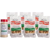 Butler Soy Curls 6 Pack - 6x 8 oz bags + 10.35 oz Chik-Style Seasoning | vegan meat alternative, plant-based, textured vegeta