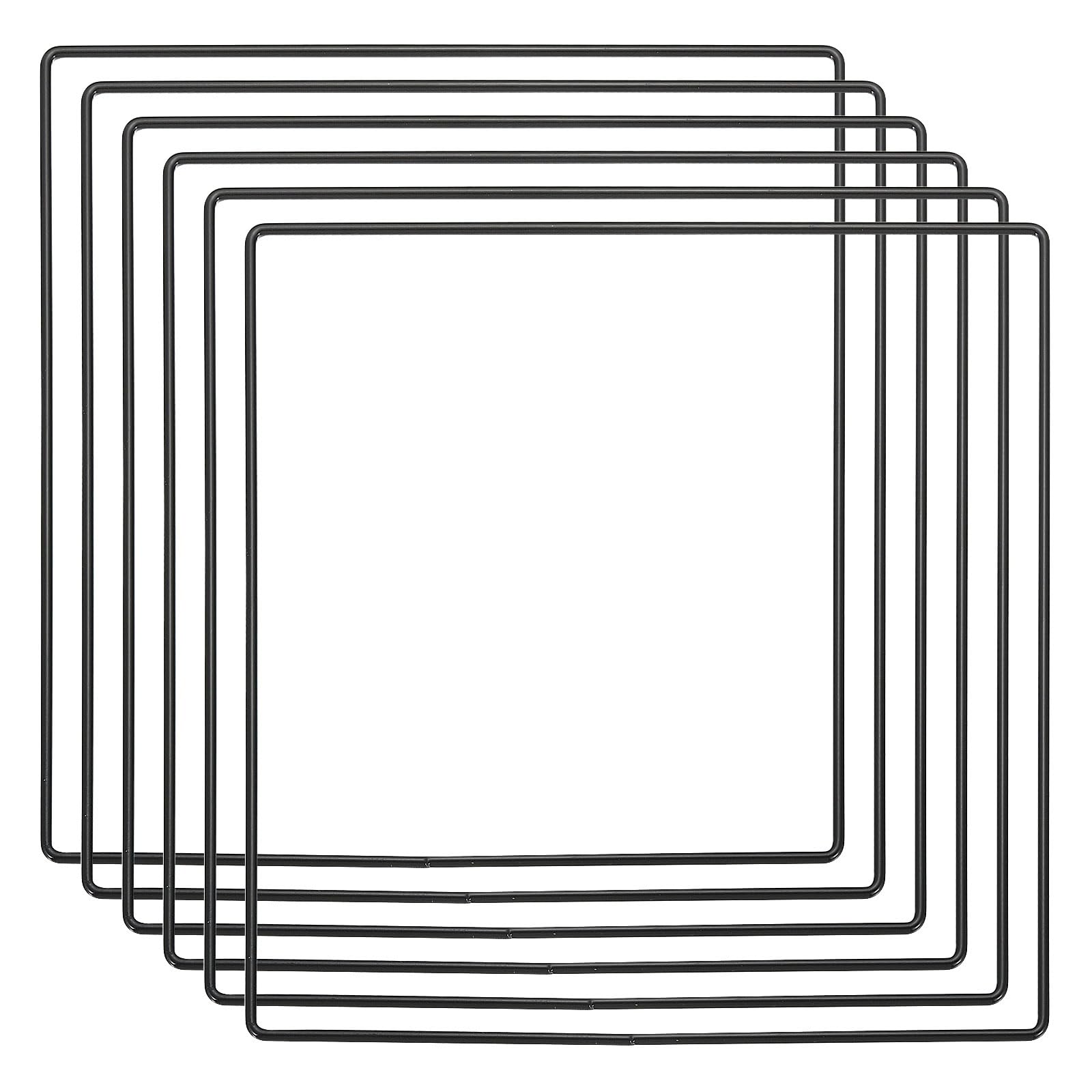 PATIKIL 7.9" Square Dream Catcher Rings, 6 Pcs Metal Macrame Wreath Floral Ring Hoop for Home DIY Craft Wedding Wall Hanging Decoration, Black