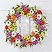 Collections Etc Vibrant Summer Daisy & Wildflower Front Door Wreath Porch Decoration, 22