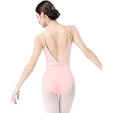 RuiBalletto Ballet Leotards for Women, Backless Camisole Bodysuit With Adjustable Straps, Full Lining Dancewear