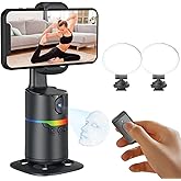 Auto Face Tracking Tripod for iPhone Android with 2 Fill Lights | 360&deg; Rotating Smart Shooting Cell Phone Holder with Remote Gesture Control, No App, Mini Selfie Phone Stand for Tiktok Vlog