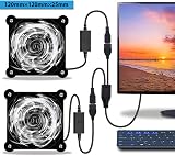 NewHail 2 Pack 120mm USB Fan Dual Ball Bearing 5V 3-Speed Cooling for Router TV view 2