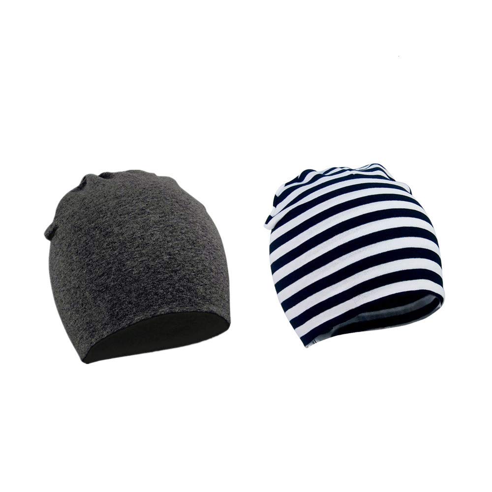 WUWYOUWL Baby Beanie Hat, 2Pcs Autumn and Winter Cotton Cap Soft Double Layered Hats Cute Hats Cap Beanie for Unisex Baby Boy Girl Kids Toddler Infant Aged 1-3 (2a)