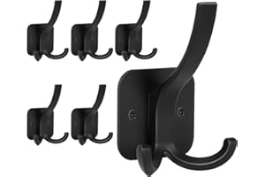 Optish 6 Pack Black Coat Hooks Wall Mount, Wall Hooks for Hanging Heavy Duty, Backpack Hooks for Wall, Metal Towel Hooks for Hat Coat Towel