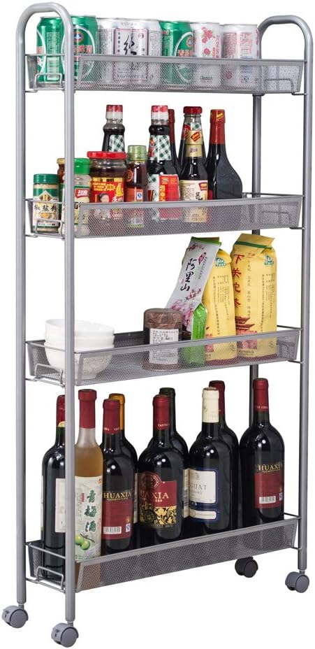 Best 4-Tier Kitchen Slilm Rolling Storage Cart Slide Out