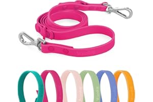 Wisedog Waterproof Standard Dog Leashes with 2 Hooks, 5 ft/ 6 ft Lengths, Adjustable for Traffic Control Safety, for Small, Medium & Large Dogs Walking (Rose Violet,S)