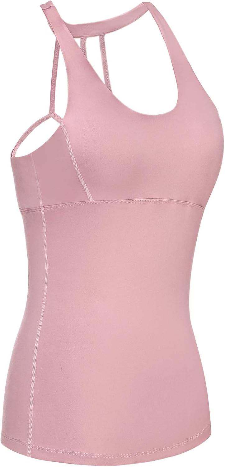 yoga top with built in shelf bra