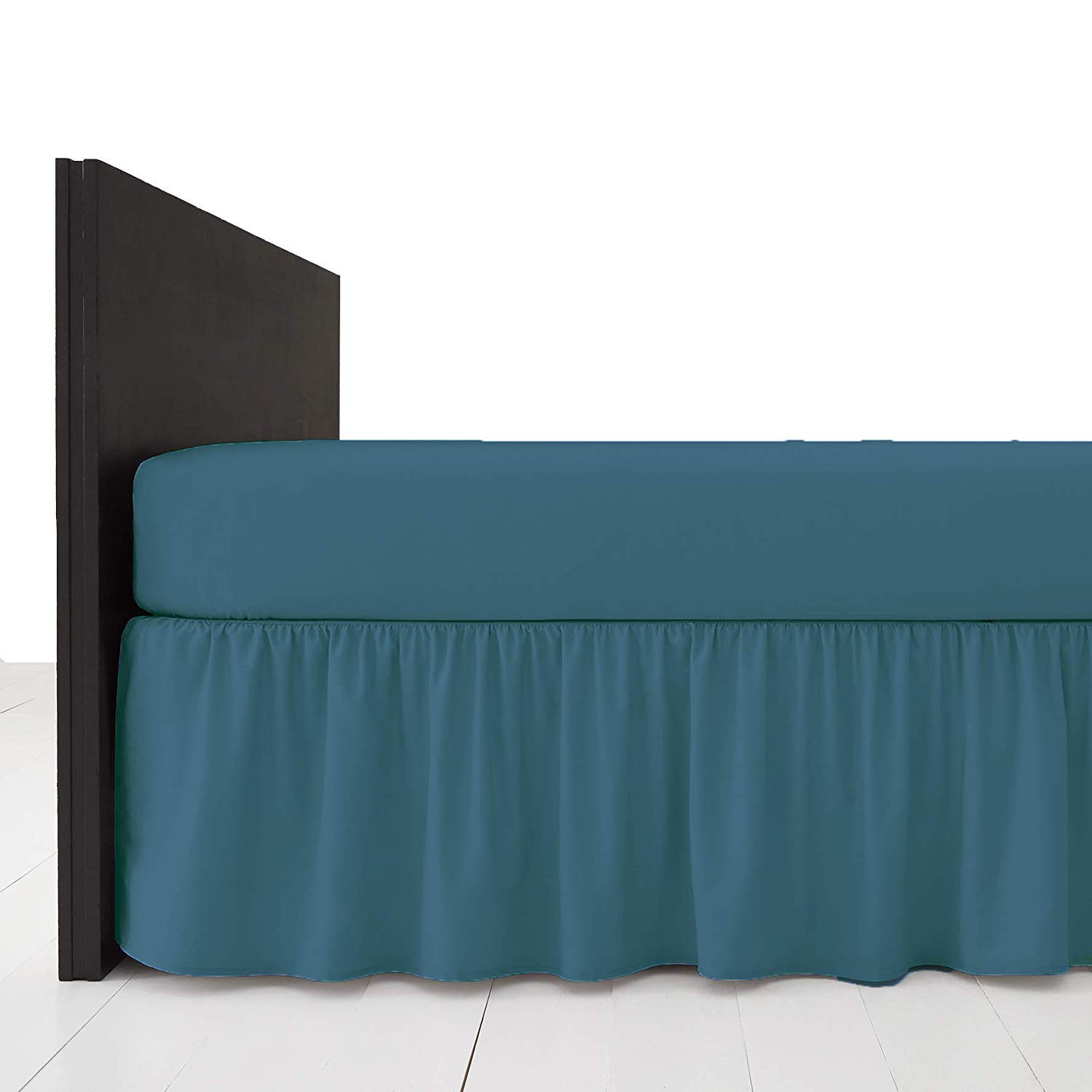 Comfy Nights Plain Dyed Polycotton Easy Care Frilled Base Valance In 19 Colors (Super King, Teal)