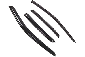 TUNINGPROS Car Window Rain Guard | Outside Mount Visors Auto Side Window Deflectors | Windows Visor Rain Shields Compatible with 2002-2005 Audi A4 | 4 Pcs Set, WD2-498, Dark Smoke