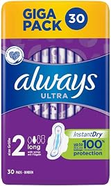 Always Ultra Women's Sanitary Pads Size 2 with Wings 30 Count Giga Pack view 2