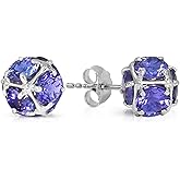 6.8 Carat 14k Solid White Gold Stud Earrings with Natural Tanzanites