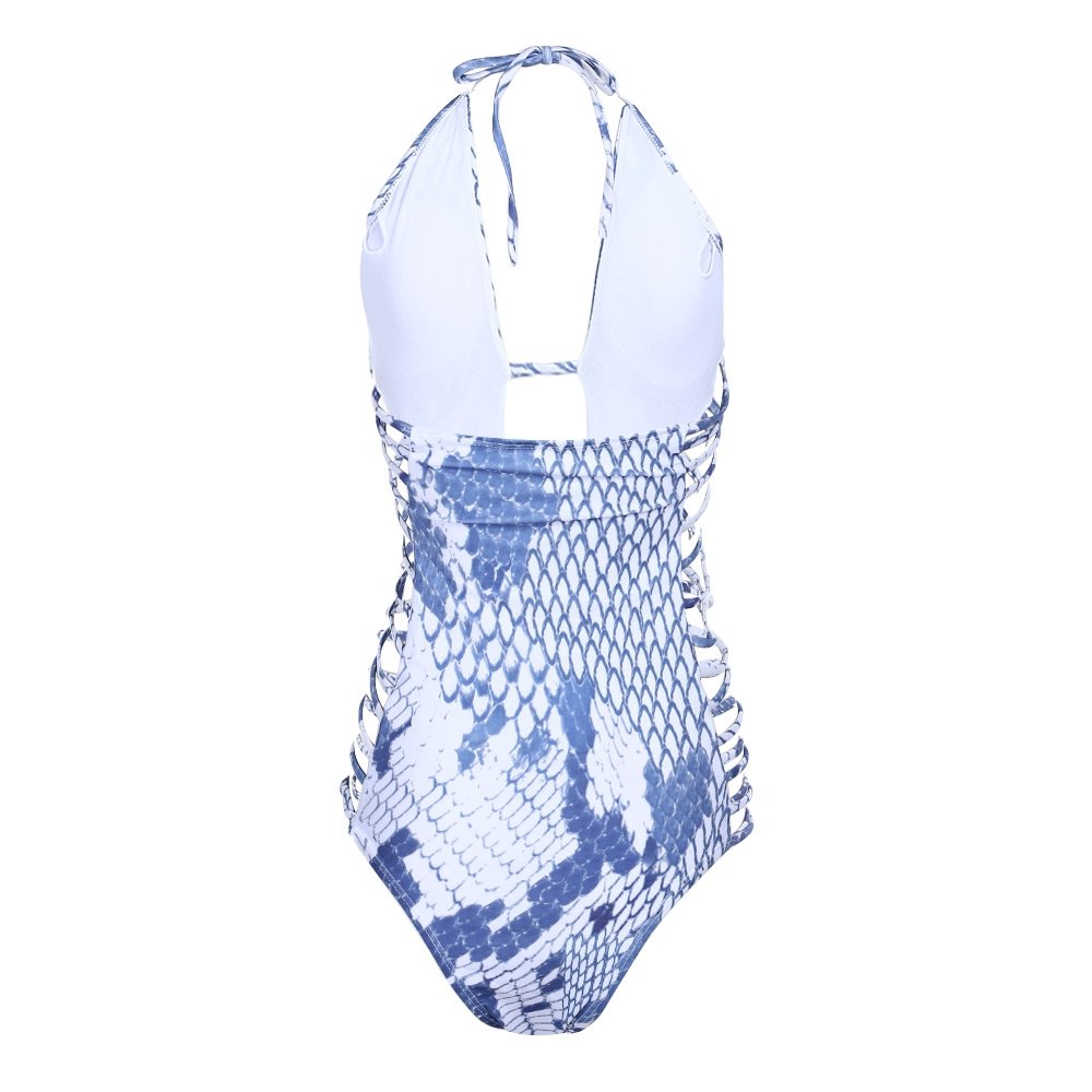 zorbes women swimming sexy halter snake pattern siamesed bikini